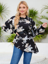 Plus-size chiffon floral long sleeves Top Shirt Sai Feel