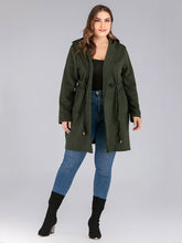 Plus-size hooded loose waist pocket slit long-sleeve coat Sai Feel