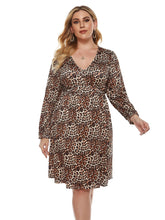 Plus size long sleeve V neck animal leopard print Dress Sai Feel