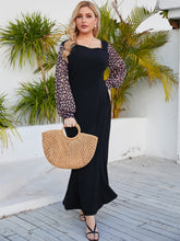 Plus-size printed long sleeves square collar dress Sai Feel