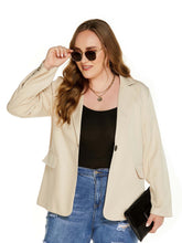 Plus size solid color single button pocket blazer Sai Feel