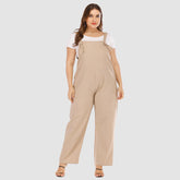 Plus size women casual solid color all-match loose jumpsuits and suspenders Sai Feel