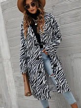 Plush Zebra Print Horn Button Coat with Lining Sai Feel