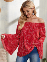 Polka Dots Off Shoulder Flare Sleeve Blouse Sai Feel