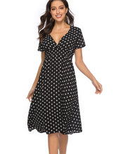 Polka Dots Smocked Elastic Waist Dress Sai Feel