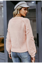 Pom-Pom Heart Knit Sweater Sai Feel