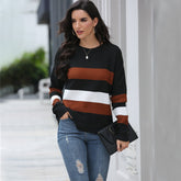 Preppy Contrast-Striped Loose Sweater Sai Feel