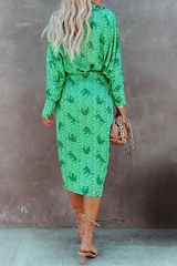 Print Split Joint Turndown Collar Shirt Dresses Sai Feel