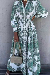 Print Split Joint Turndown Collar Shirt Dresses Sai Feel