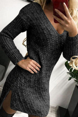 Print Split Joint V Neck Pencil Skirt Dresses Sai Feel