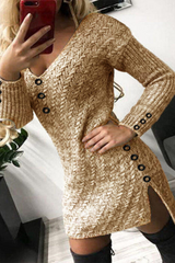 Print Split Joint V Neck Pencil Skirt Dresses Sai Feel