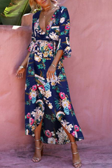 Print Split Joint V Neck Printed Dresses£¨3 colors£© Sai Feel