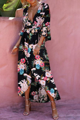Print Split Joint V Neck Printed Dresses£¨3 colors£© Sai Feel