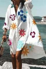 Print Split Joint V Neck Shirt Dresses(5 colors) Sai Feel