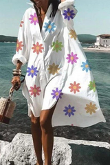 Print Split Joint V Neck Shirt Dresses(5 colors) Sai Feel