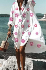 Print Split Joint V Neck Shirt Dresses(5 colors) Sai Feel