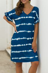 Print Split Joint V Neck Straight Dresses Sai Feel