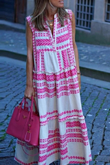 Print Split Joint V Neck Straight Dresses Sai Feel