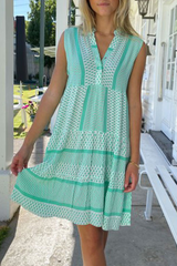 Print Split Joint V Neck Straight Dresses(4 colors) Sai Feel