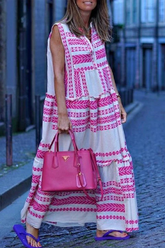 Print Split Joint V Neck Straight Dresses Sai Feel