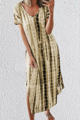 Print Split Joint V Neck Straight Dresses(5 colors) Sai Feel