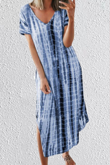 Print Split Joint V Neck Straight Dresses(5 colors) Sai Feel