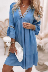 Print Split Joint V Neck Straight Dresses(6 colors) Sai Feel