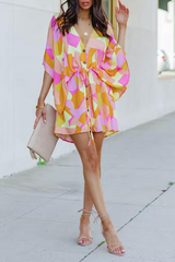 Print Split Joint V Neck Straight Jumpsuits Sai Feel