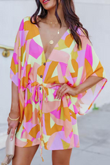 Print Split Joint V Neck Straight Jumpsuits Sai Feel