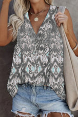 Print Split Joint V Neck Tops(5 Colors) Sai Feel