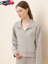Pure Color Polo Collar Sweatshirt Sai Feel