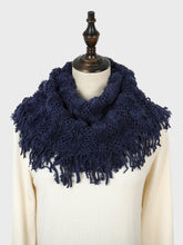 Pure color hollow tassel warm scarf Sai Feel