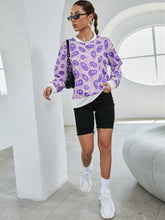 Purple Twisted Smiley Crew Neck Sweatshirt Sai Feel
