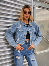 Raw Hem Ripped Crop Denim Jacket Sai Feel