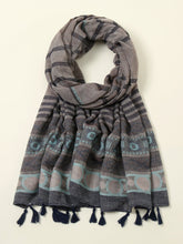 Rayon jacquard scarf with fringed stripes Sai Feel