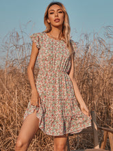 Retro Floral Dress Halter Pastoral Style Mid-length Skirt Sai Feel