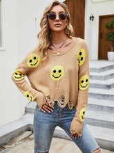 Ripped Long-Sleeved Loose Knit Sweater Sai Feel