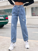 Ripped Straight Leg Washed Mommy Jeans Sai Feel