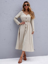 Round neck a-line casual solid color long dress Sai Feel