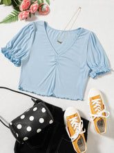 Ruffle Hem Lantern Sleeve Crop top T-shirt vest Sai Feel