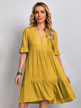 Ruffles Hem V Neck Dress Sai Feel