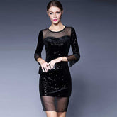 Sequin Organza Long Sleeve Slim Office Dresses Sai Feel