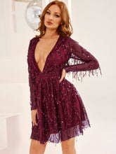 Sequins Deep V Neck Party Dress Sai Feel