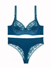 Sexy Bra Set Female Hollow-Out Cotton Embroidery Breathable Lace G-string Cotton Panty Set 38D-48D Sai Feel