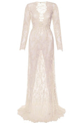 Sexy Deep V-Neck Long Sleeve Lace Maxi Dress Sai Feel