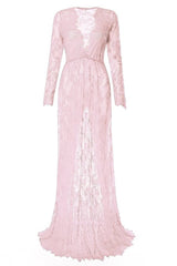 Sexy Deep V-Neck Long Sleeve Lace Maxi Dress Sai Feel