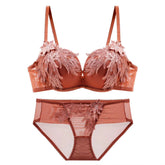 Sexy Lace Embroidered Bra Set Comfortable Without Underwire Bra Women Small Chest Gathers Bra And Panties Sai Feel