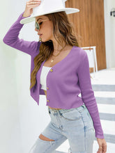 Sexy V-neck fluorescent long-sleeved knitted cardigan Sai Feel