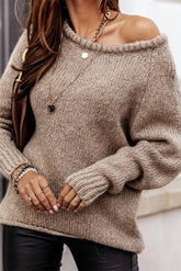 Slash Neck Knit Pullover Sai Feel