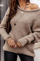 Slash Neck Knit Pullover Sai Feel
